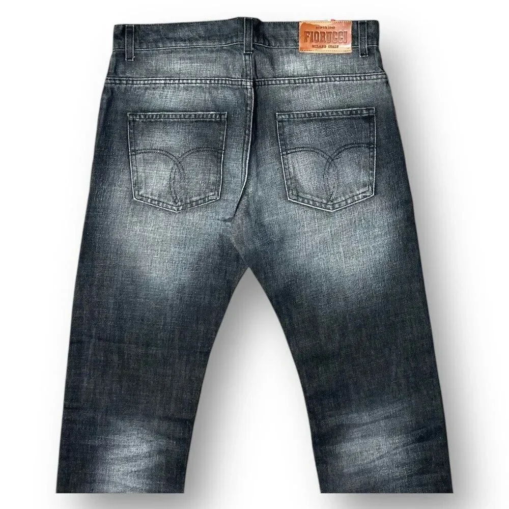Fiorucci Ittierre Black Faded Italian Denim Jeans Straight Leg Rare Find Mens 32